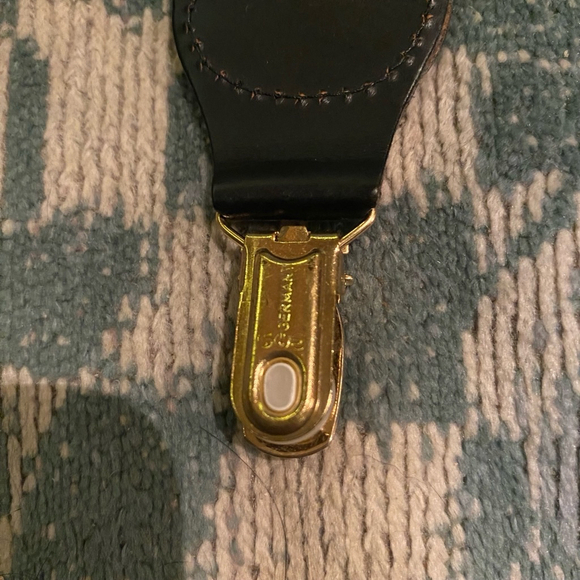 Men's Unbranded Suspenders One Size Grey Leather Made in Canada German Gold Tone - Picture 4 of 9